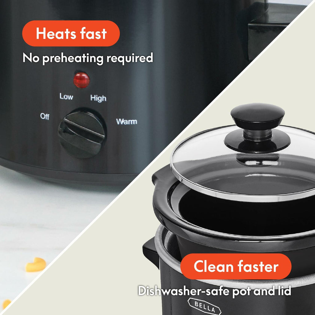 [Like New] bella Electric Slow Cooker 1.5 Qt Portable Mini Rice Cooker Black