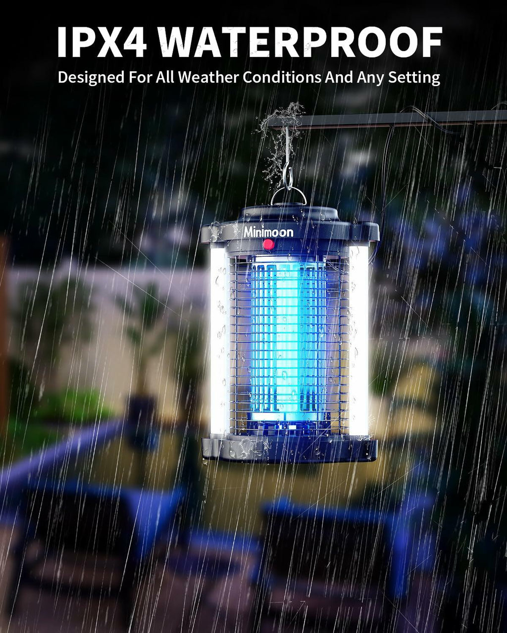 [Like New] Minimoon Bug Zapper Outdoor 4200V Dual LED 15W Electric Insect Trap IPX4