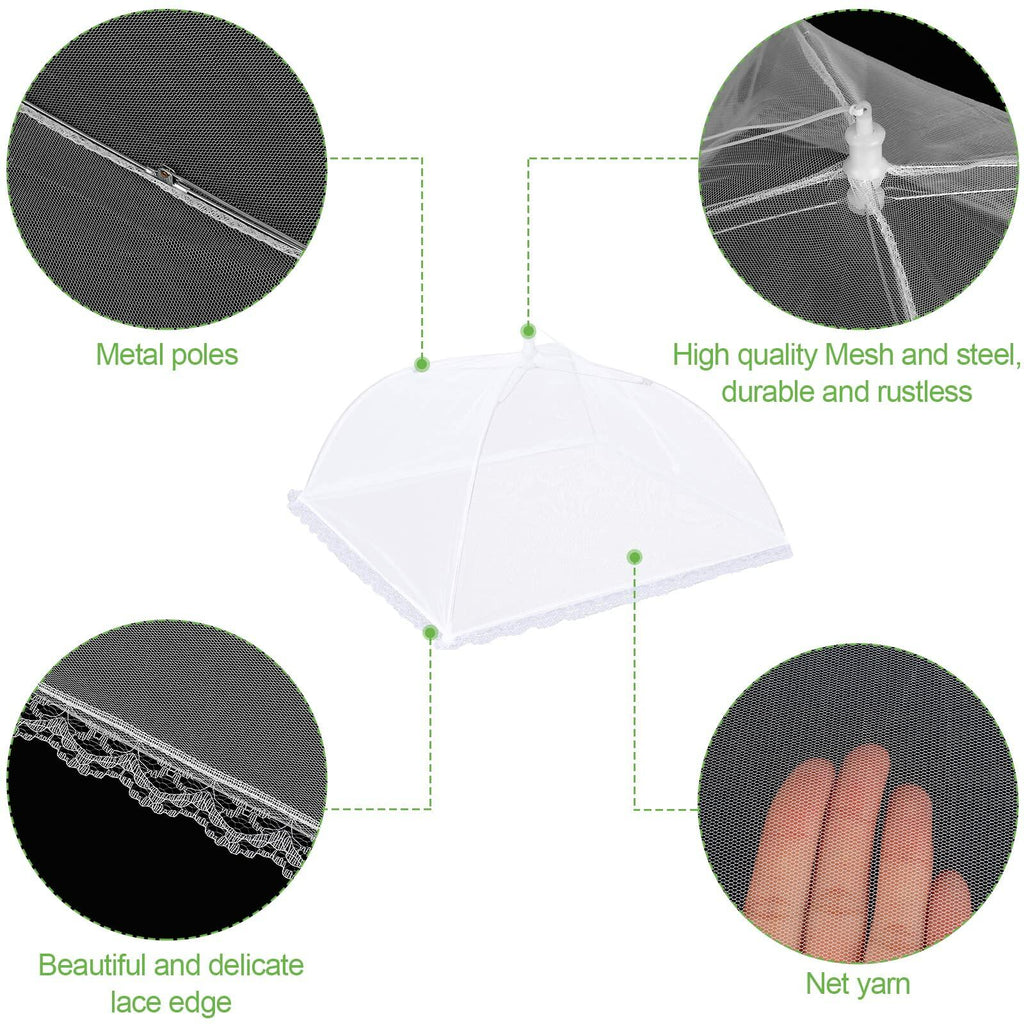 4 Pack Mesh Food Covers 17in Large Pop-Up Tent Umbrella for BBQ Outdoors