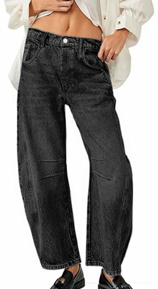 HUNGSON Women's Wide Leg Mid Rise Boyfriend Jeans Denim Size 4