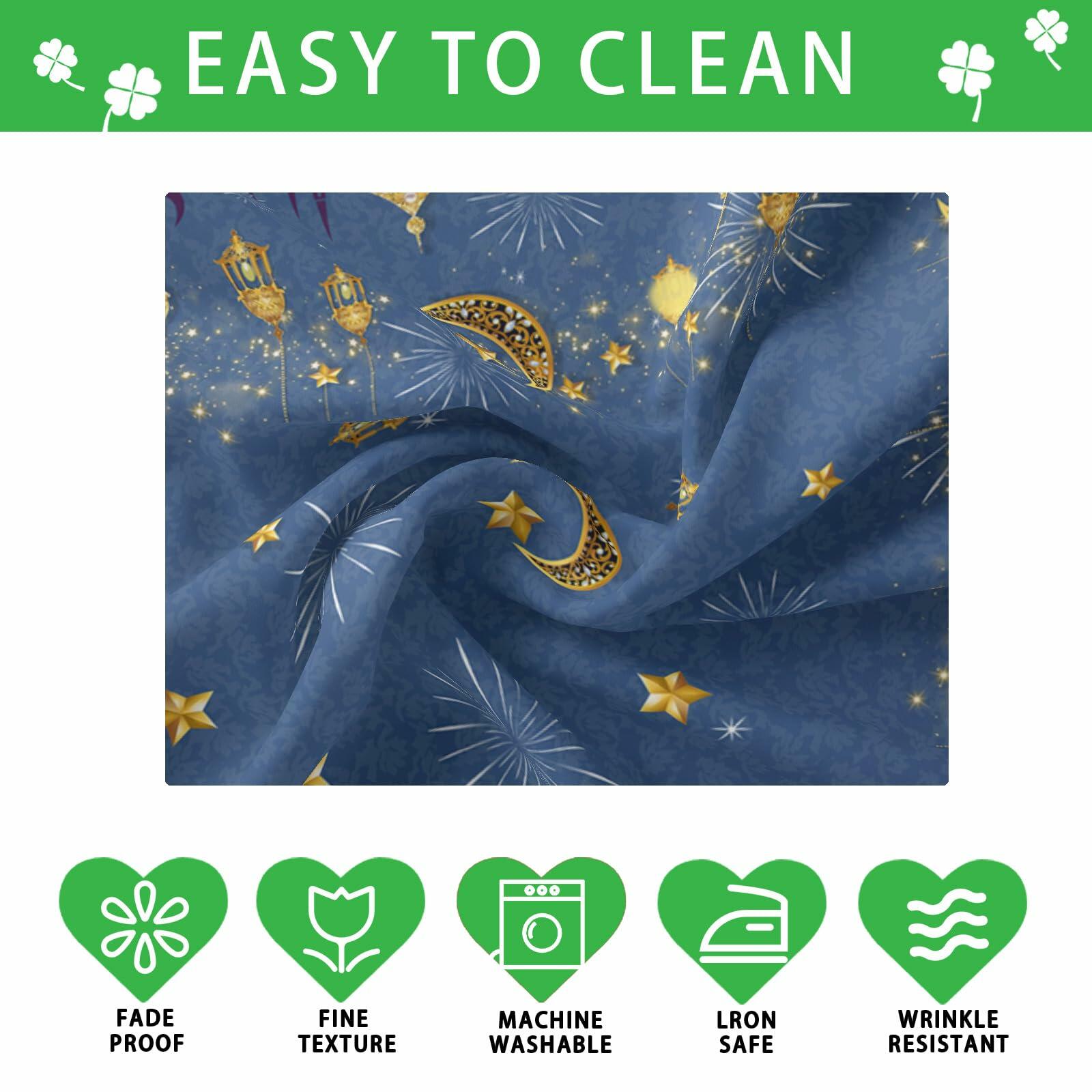 BOTB Eid Al-Fitr Ramadan Green Castle Lantern Tablecloth 70x70 Inch