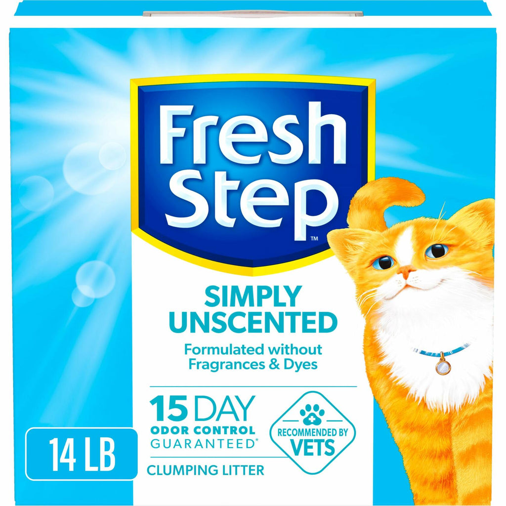 [Like New] Fresh Step Simply Unscented Clumping Cat Litter Activated Charcoal 14 lb