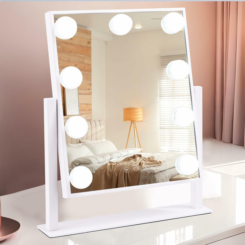 AOLISSI Vanity Mirror with 9 Dimmable Bulbs 10x Magnification White
