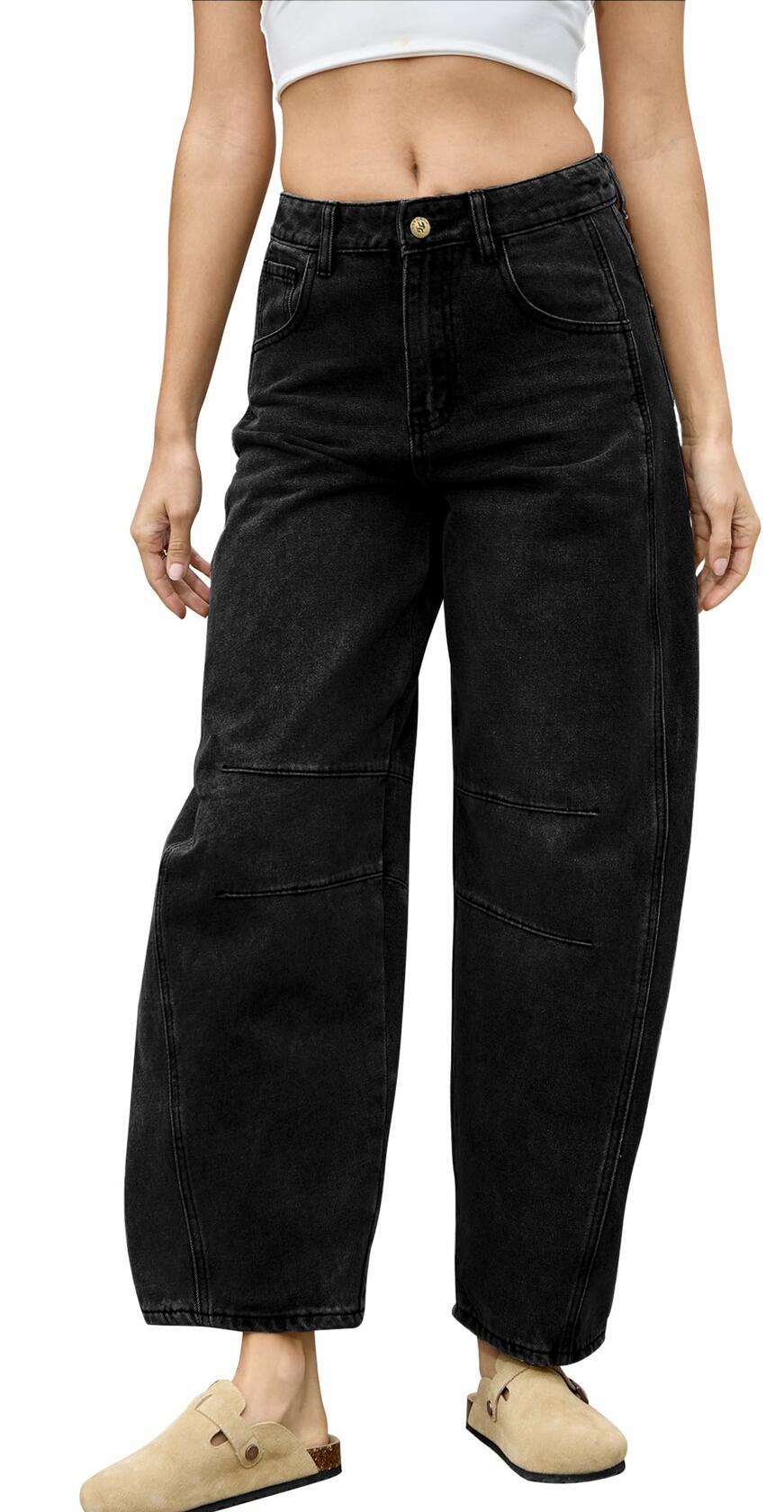 HUNGSON Women's Wide Leg Mid Rise Boyfriend Jeans Denim Size 4