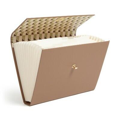 U Brands Recycled Pleather Expandable File 13 Pocket Letter Size Light Brown
