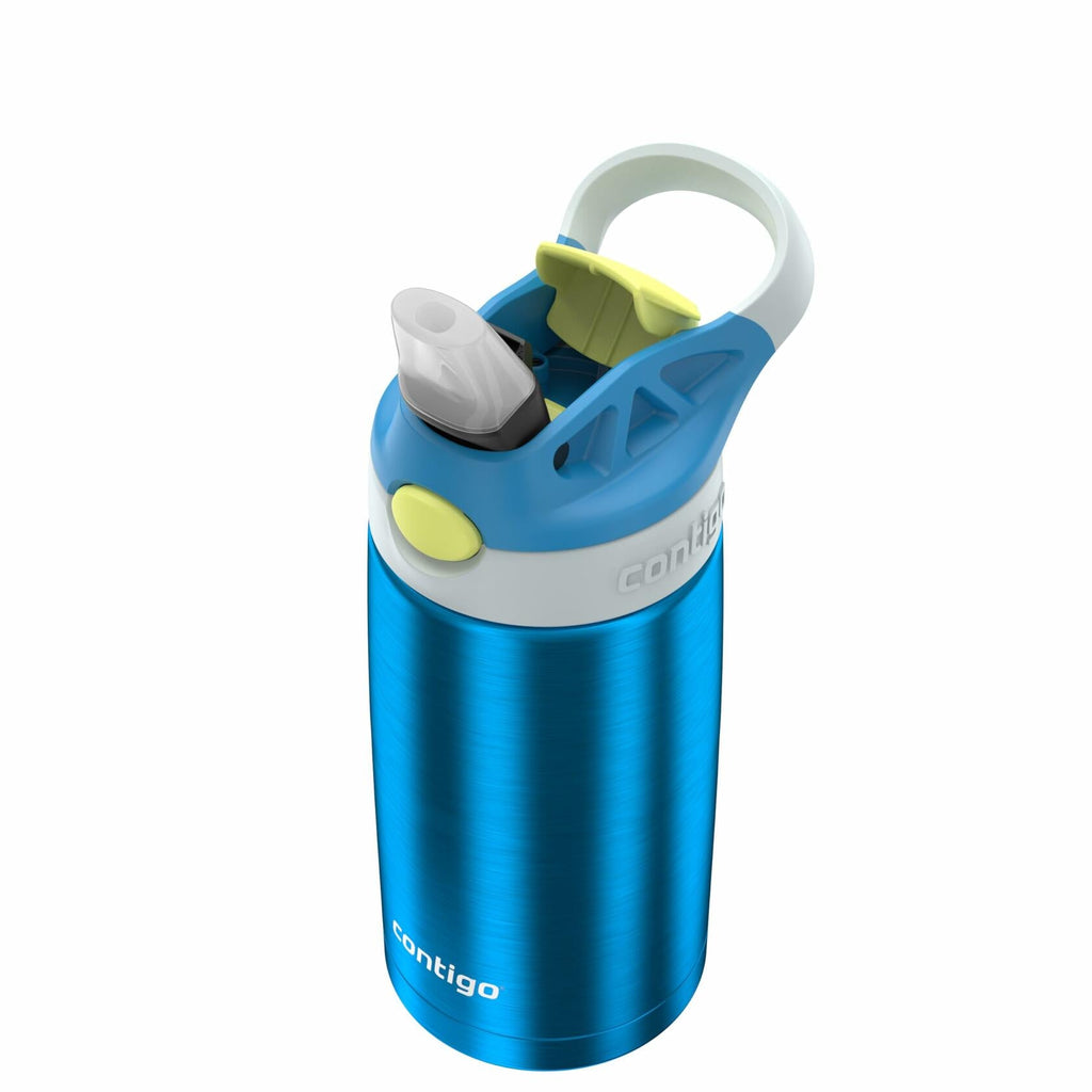 Contigo Autospout Water Bottle 13oz Blue Poppy Glacier Stainless Steel Leakproof