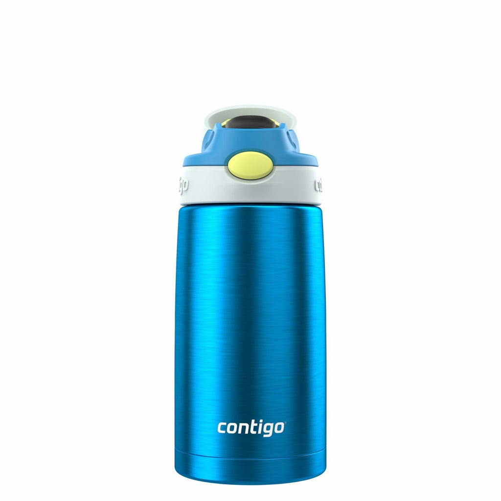 Contigo Autospout Water Bottle 13oz Blue Poppy Glacier Stainless Steel Leakproof