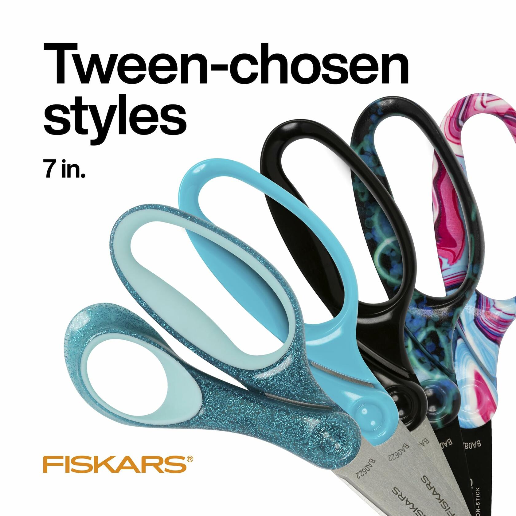 Fiskars 7" SoftGrip Student Glitter Scissors Black Glitter 1 Pack Size 7
