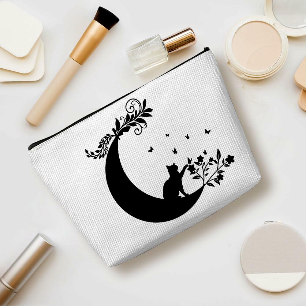 Witchy Cat Makeup Bag Cosmetic Bag Travel Toiletry Bag Black
