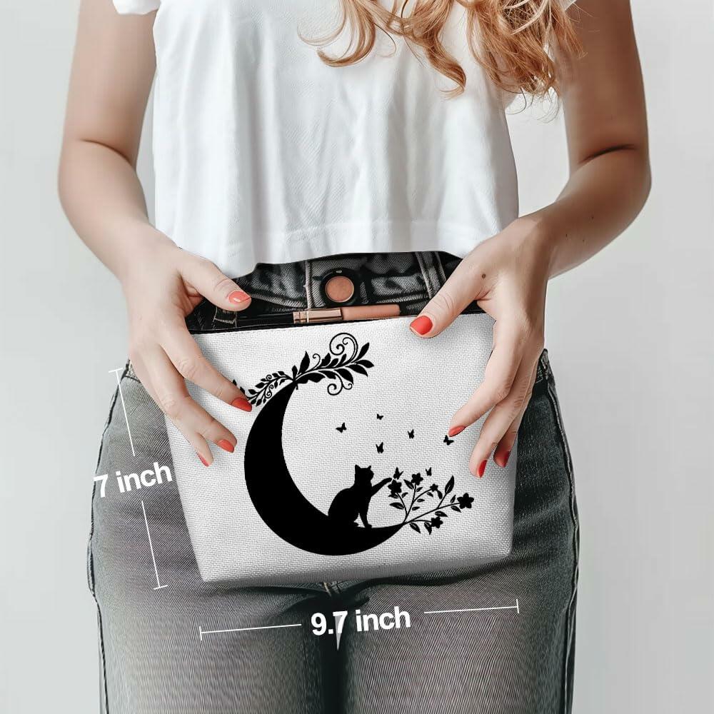 Witchy Cat Makeup Bag Cosmetic Bag Travel Toiletry Bag Black