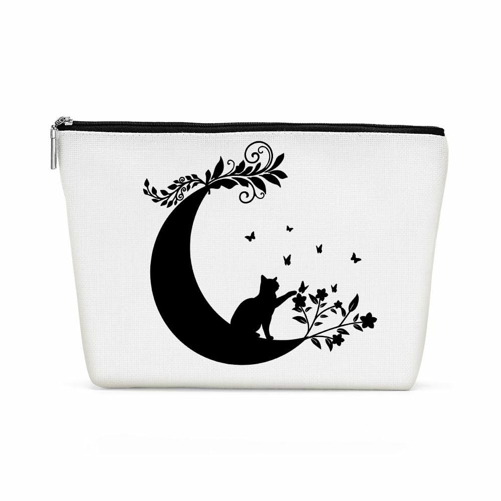 Witchy Cat Makeup Bag Cosmetic Bag Travel Toiletry Bag Black