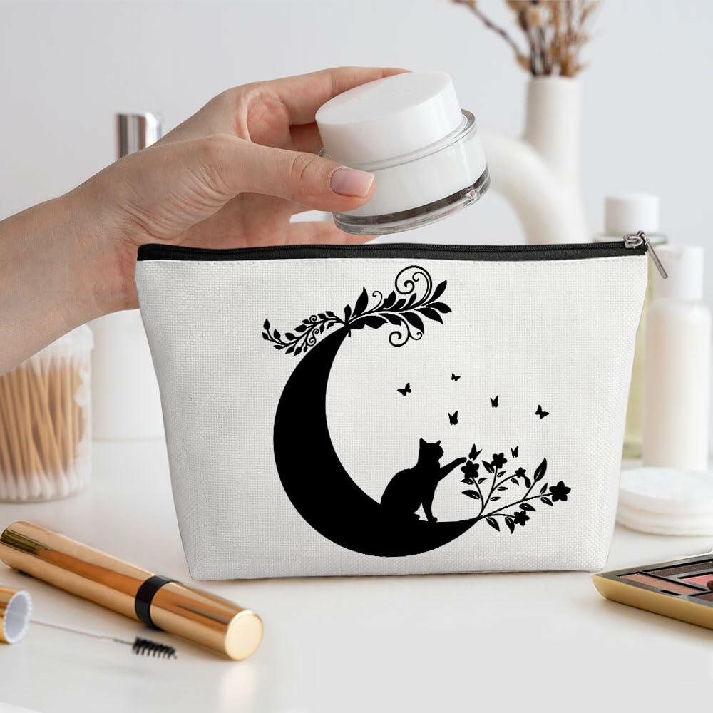 Witchy Cat Makeup Bag Cosmetic Bag Travel Toiletry Bag Black