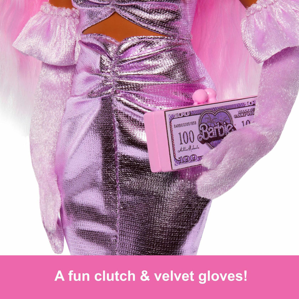 Barbie Deluxe Style Doll #1 Barbiecore Outfit Pink Hair Glossy Pink Dress