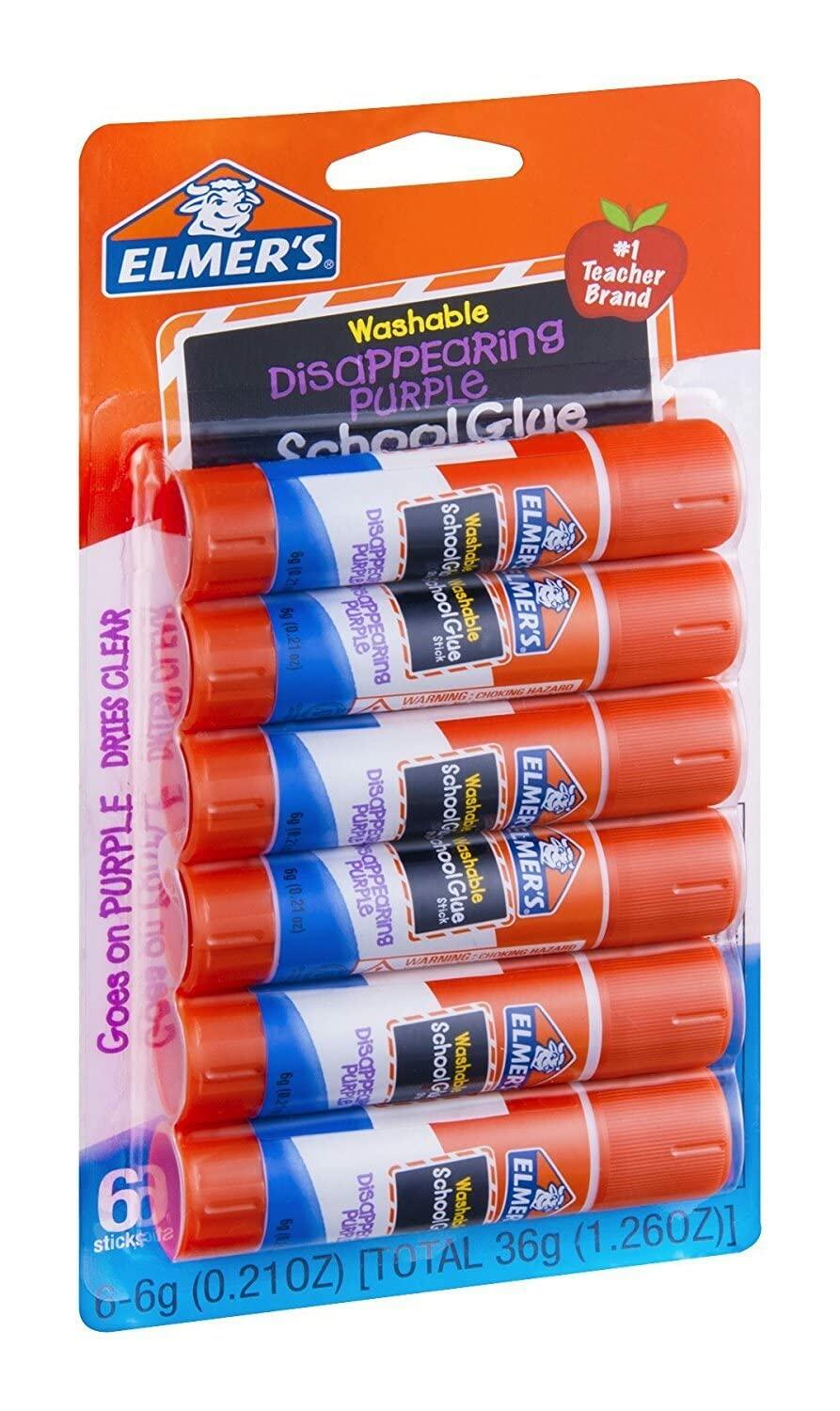 Elmer's E1560 Washable School Glue Stick 1.2oz 6 Count