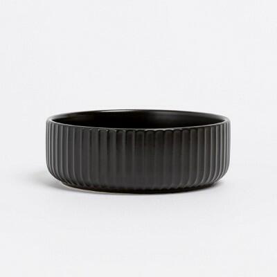 [Like New] over&back Stoneware Ribbed Cereal Bowl 27.5 fl oz Black