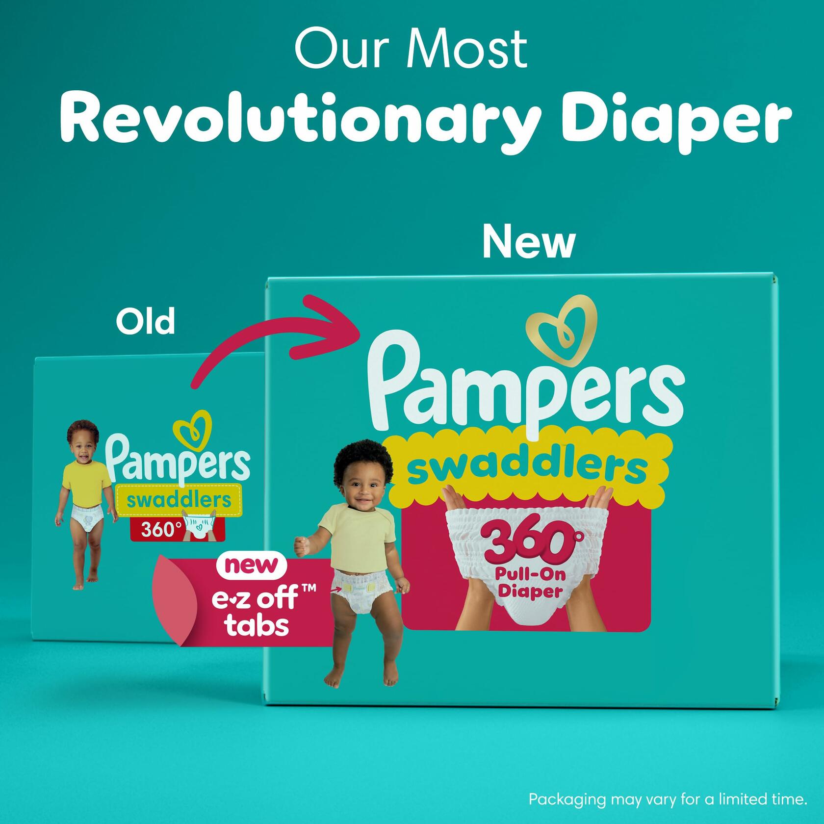 Pampers Swaddlers 360° Diapers Comfy Dry Fit Pull On Baby 19 Count Size 4