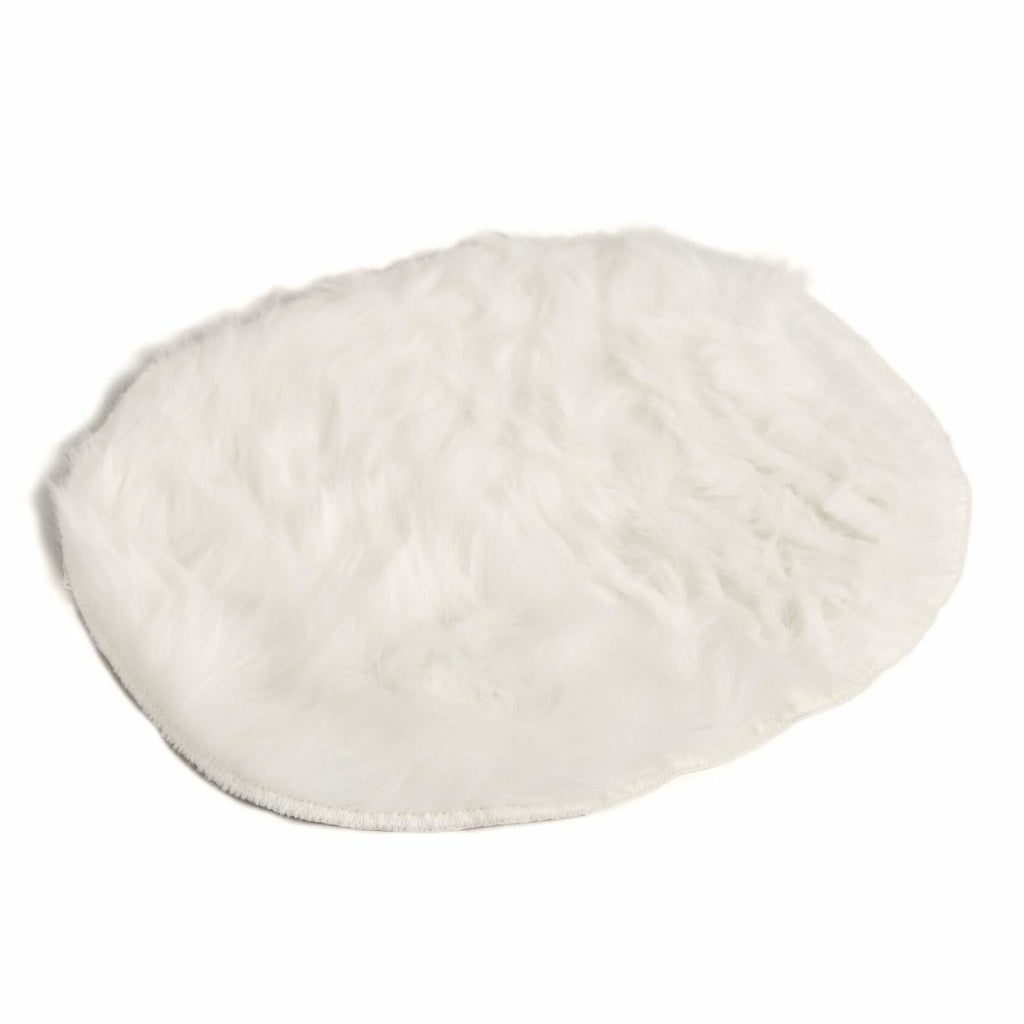 U Brands Round Fur Rug White Faux Sheepskin Soft Fluffy 3ft Diameter