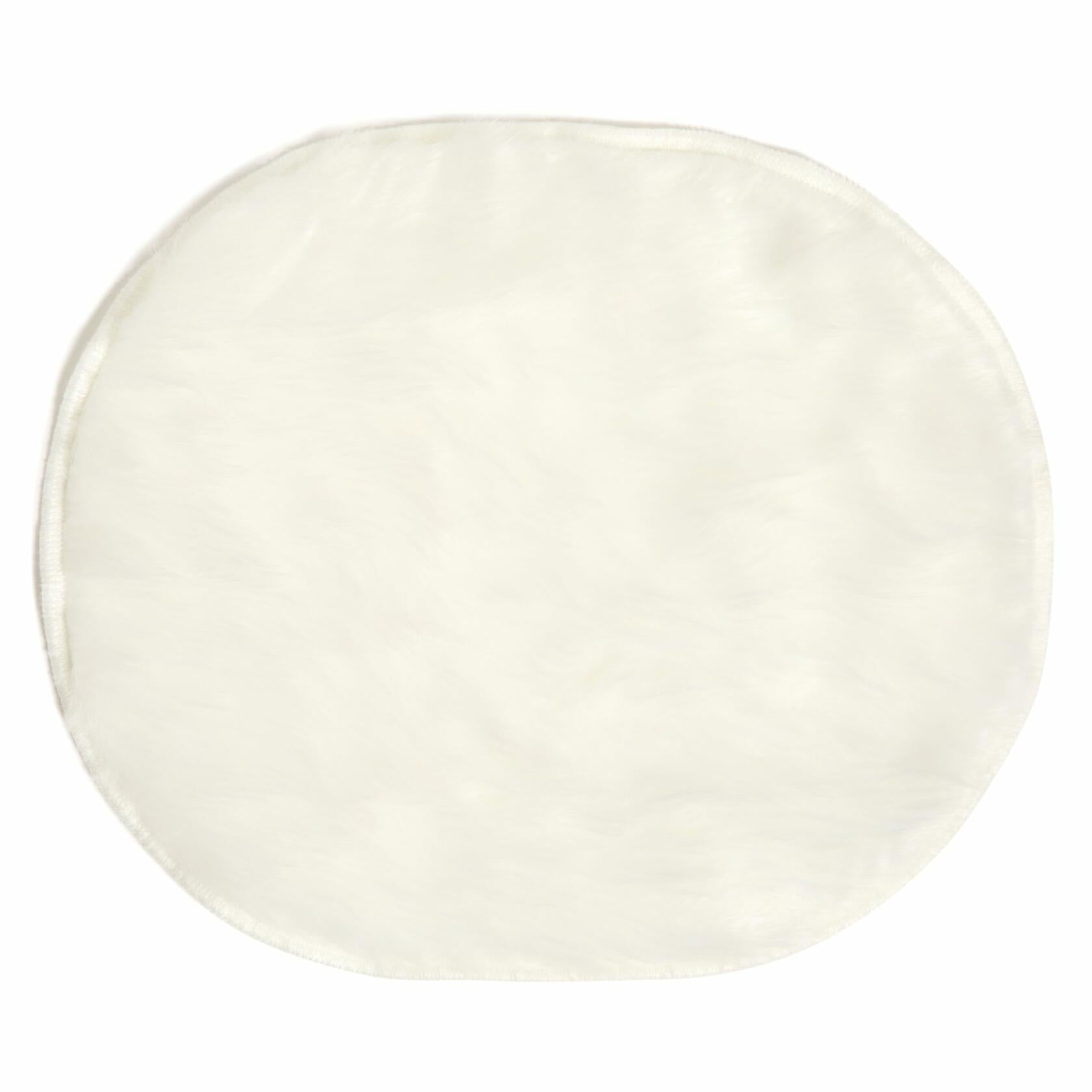 U Brands Round Fur Rug White Faux Sheepskin Soft Fluffy 3ft Diameter