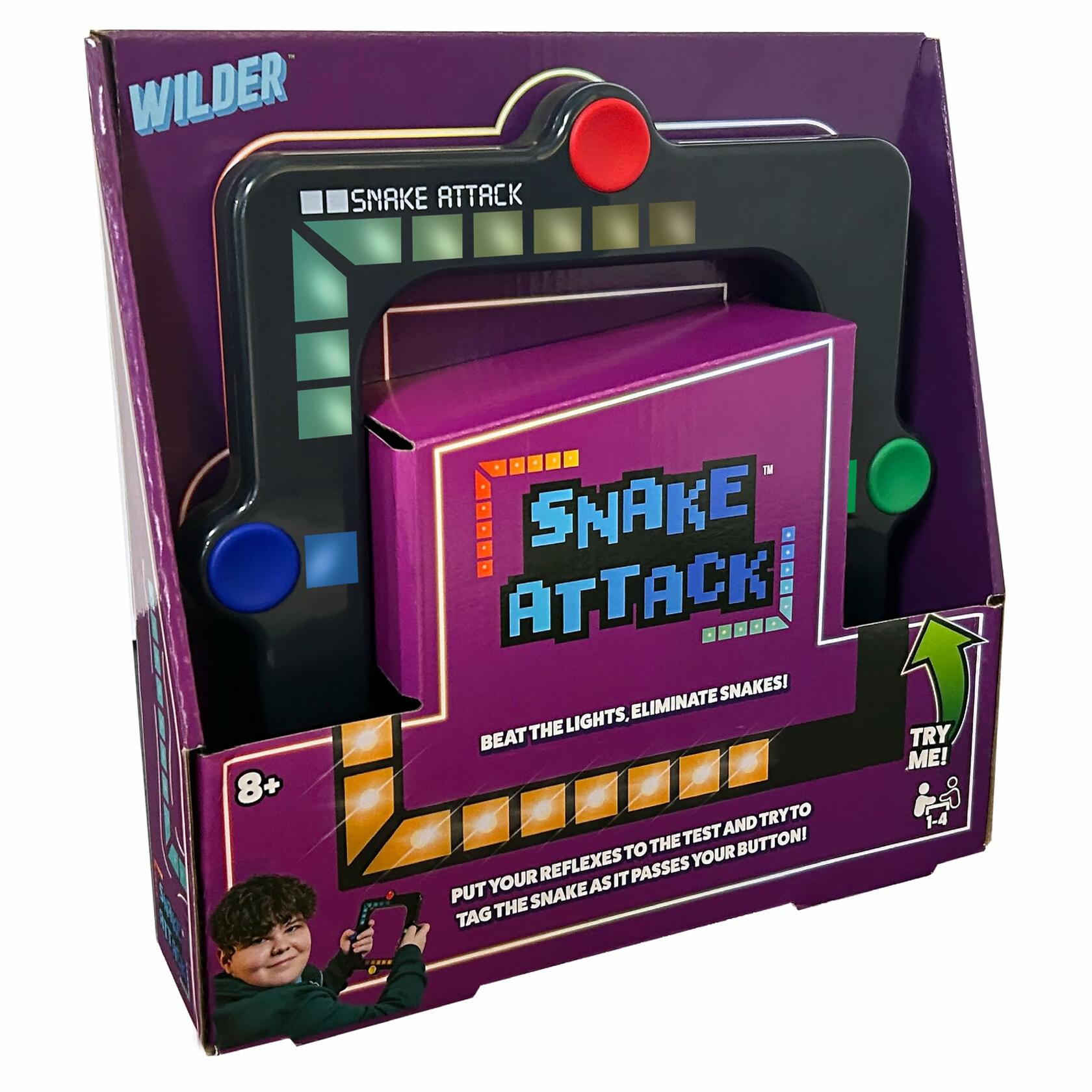 Snake Attack Electronic Handheld Game Solo Multiplayer Reflex Kids 8+