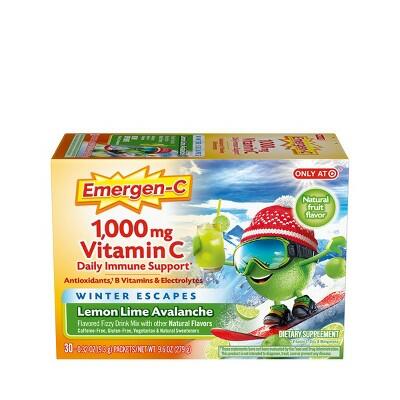 [Like New] BestBy 7/2026 Emergen-C Winter Escapes Avalanche Vitamin Powder-Lemon Lime-30ct