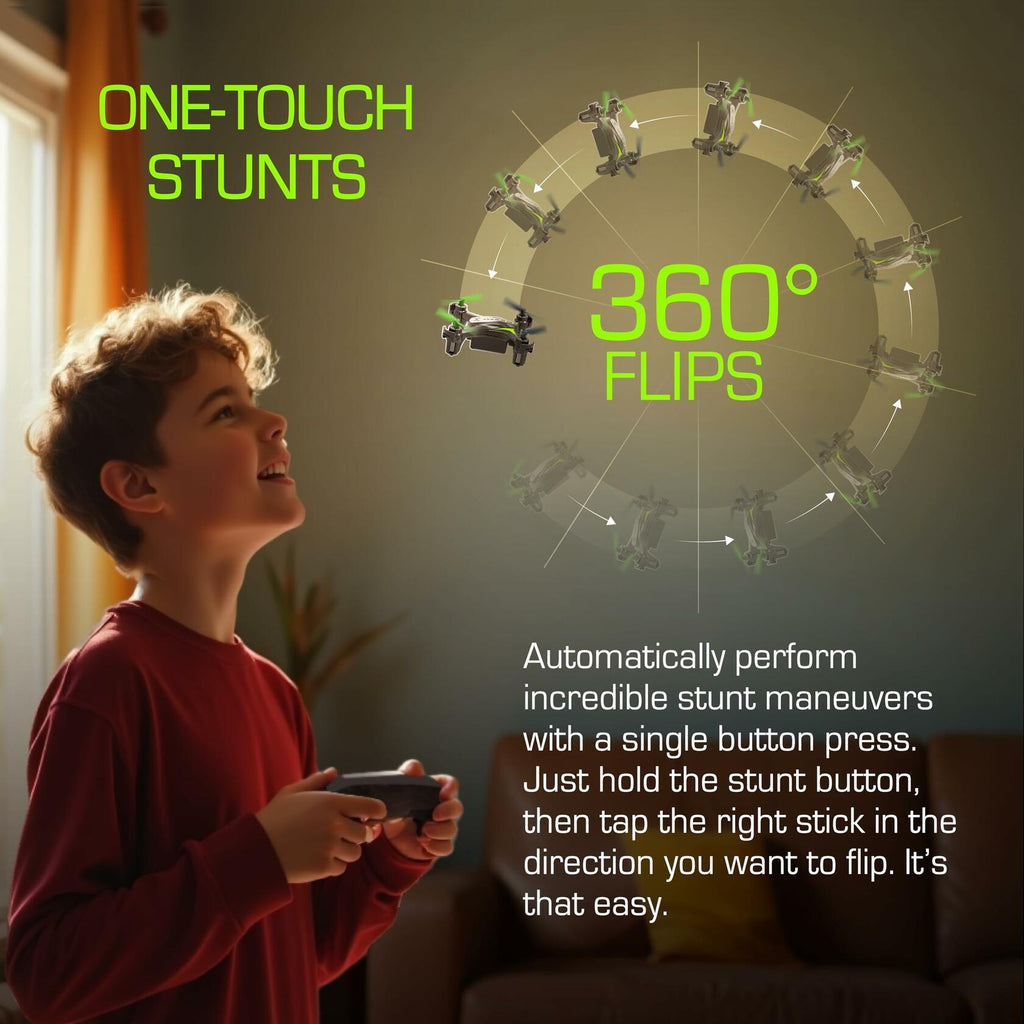 [Like New] Sky Viper Dash Nano Drone Black Green Compact Indoor Flying Quadcopter