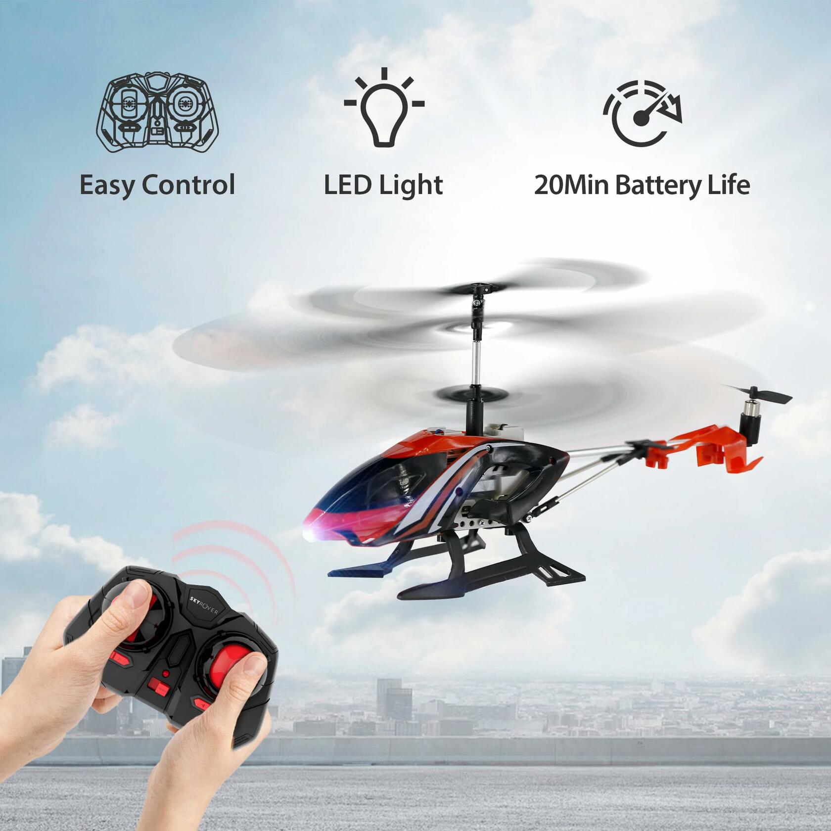 [Like New] AlphaToys RC Helicopter Sky Rover Knight Vision LED Lights Red. Up to 7 minutes