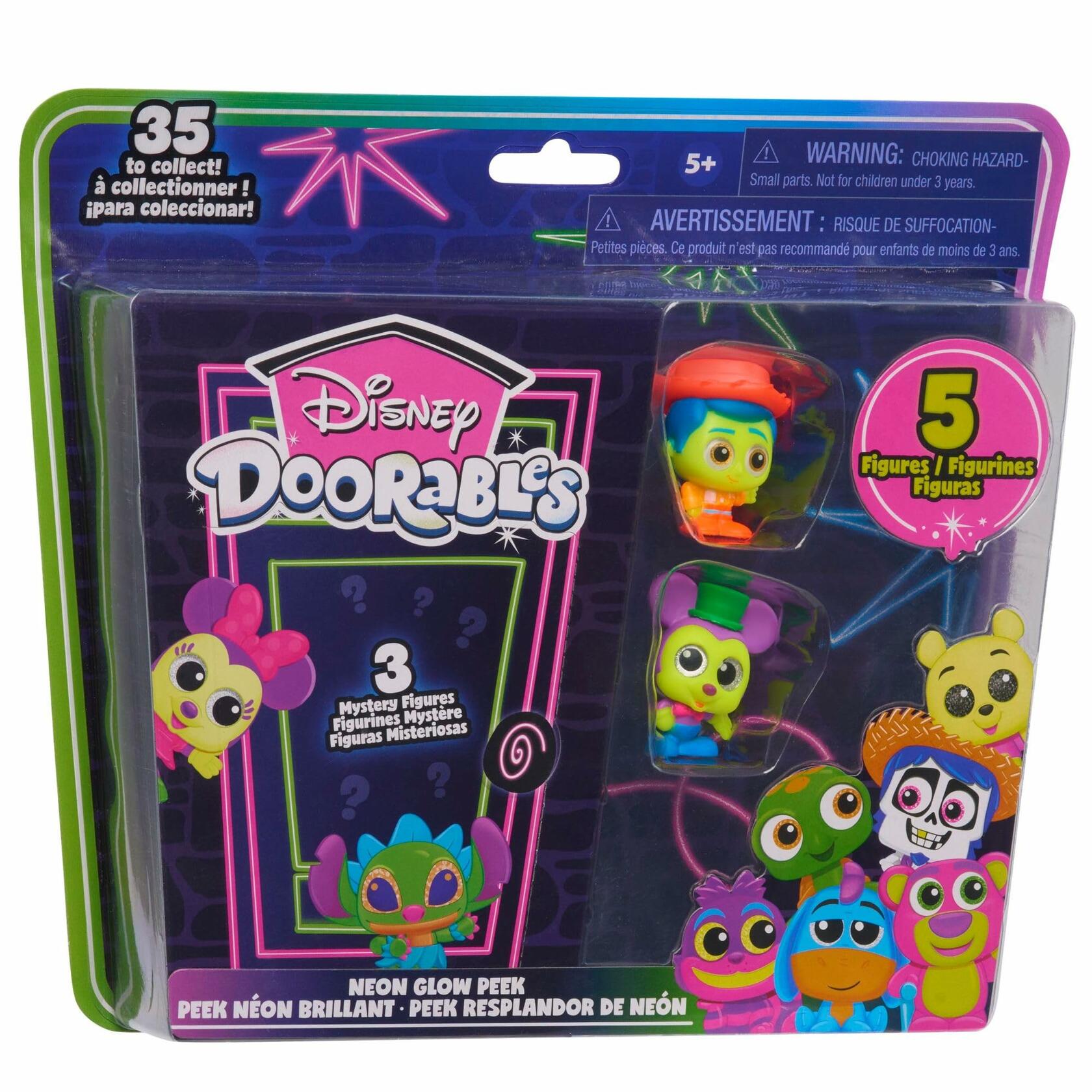 Just Play Disney Doorables Neon Glow Peek 5 Figures Kids Toys Ages 5+