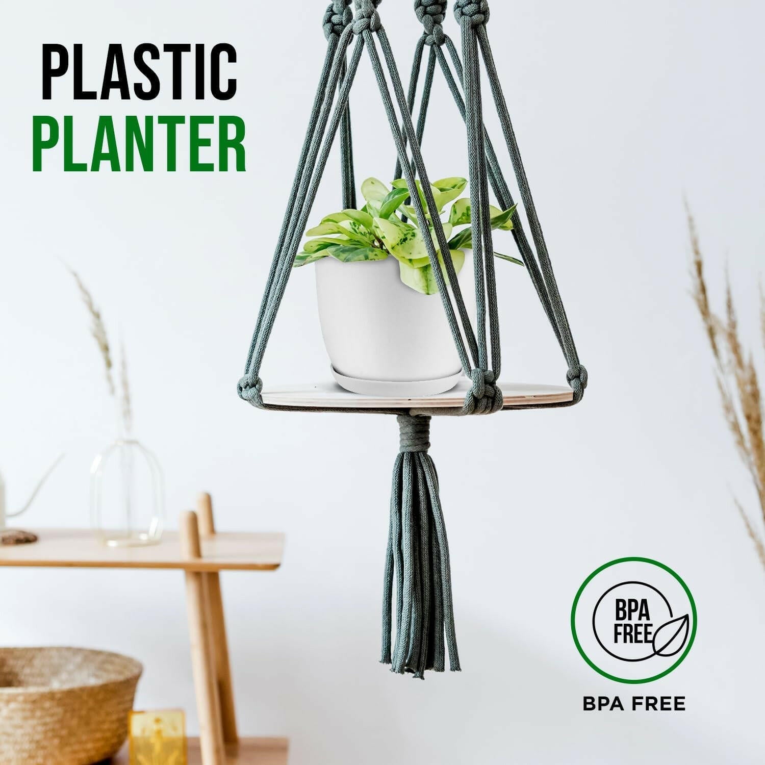Lifemaster Eco Friendly Plant Pot Set 5-Pack White Plastic Indoor Outdoor