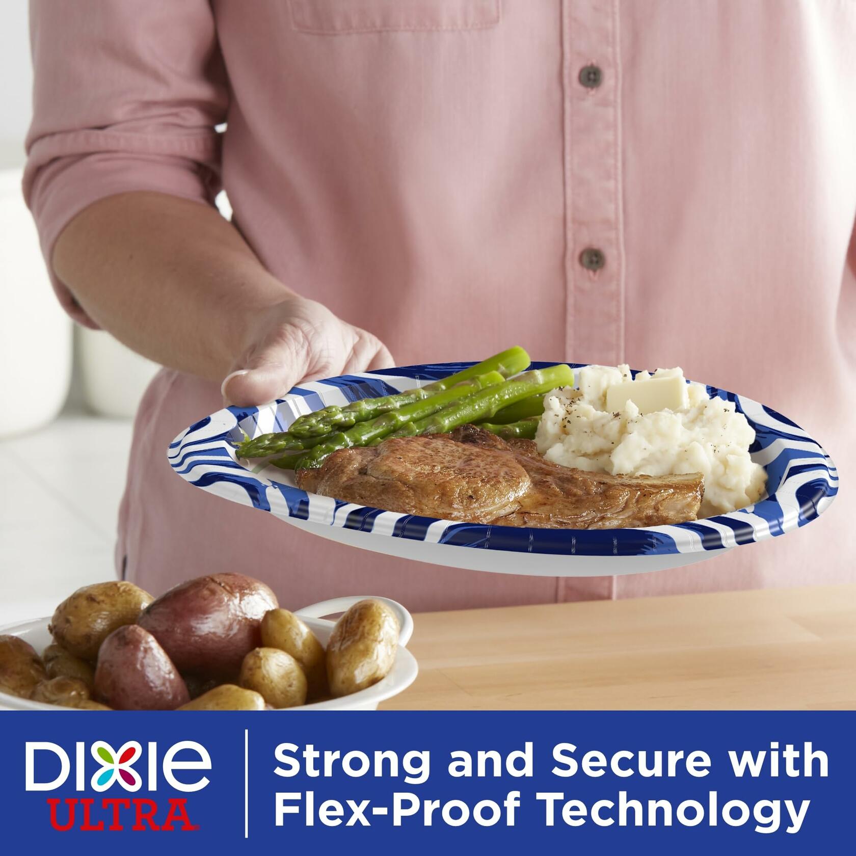 Dixie Ultra Large Paper Plates 10 Inch 64 Count White Indigo Expressive Loops