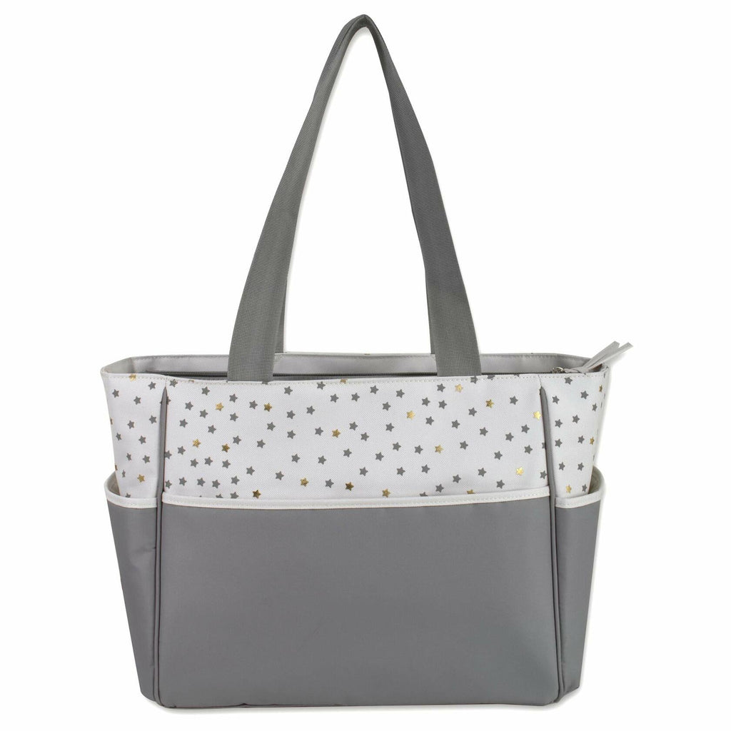 Baby Essentials Diaper Bag Tote 5PC Set Grey Cream Sun Moon Stars