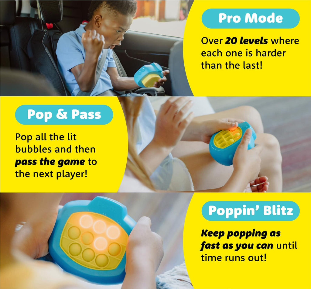 [Like New] Buffalo Games Pop It! Pro Light Up Pattern Popping Game Blue Yellow