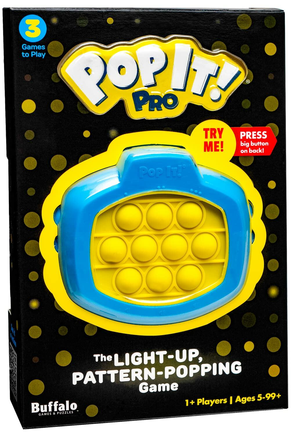 [Like New] Buffalo Games Pop It! Pro Light Up Pattern Popping Game Blue Yellow