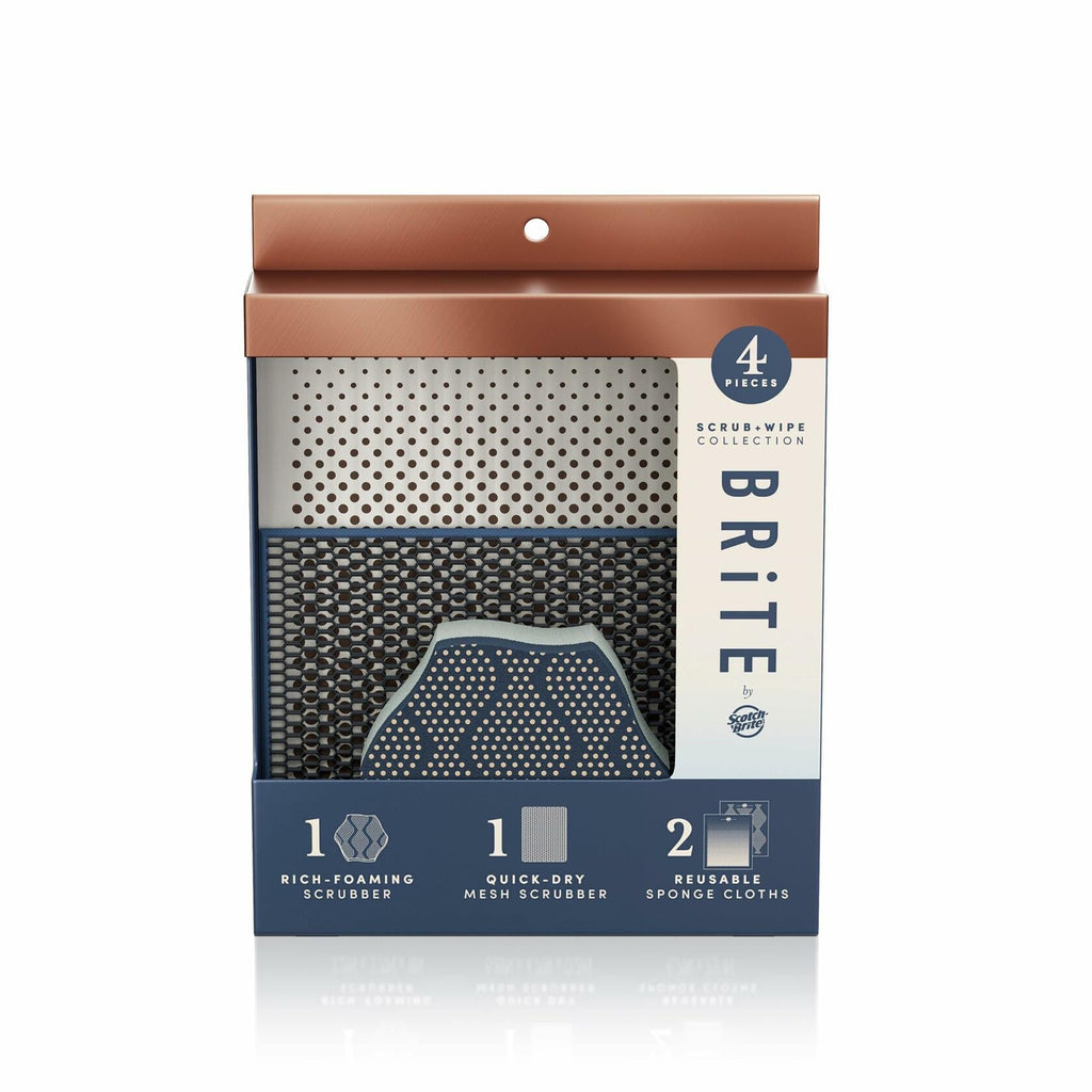 [Like New] Brite by Scotch-Brite 4-Piece Scrub & Wipe Set Multicolor Sponge Scourer