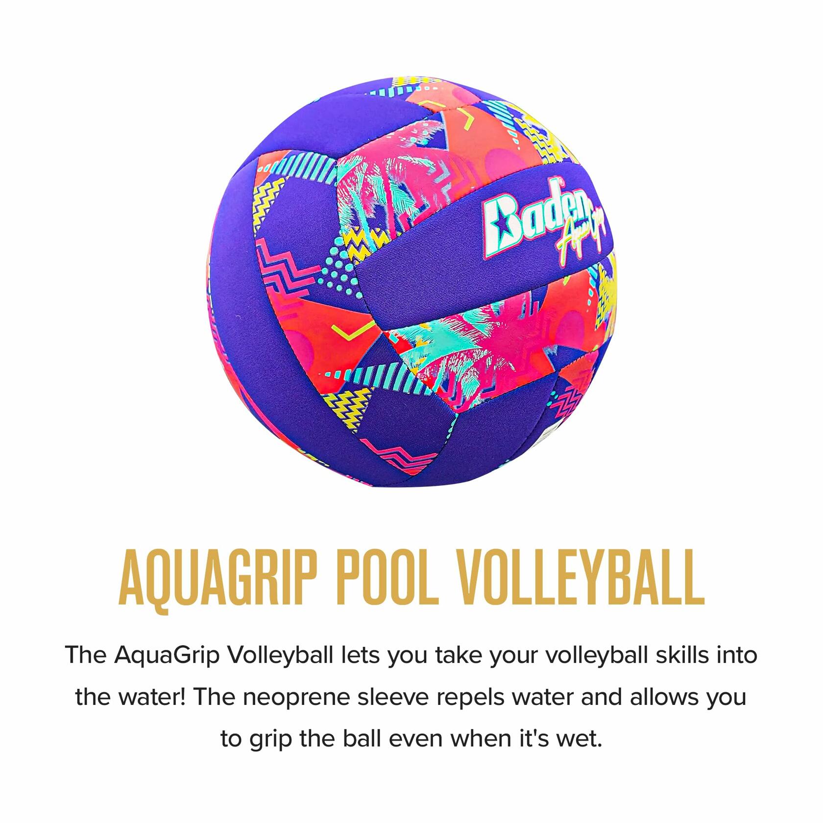 [Like New] Baden Aquagrip Neoprene Pool Volleyball Size 5 Tropical Colors