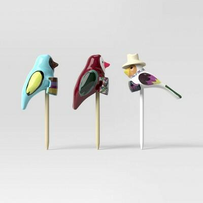 Threshold 3pk Featherly Friend Outdoor Bird Figurines Steel Aluminum