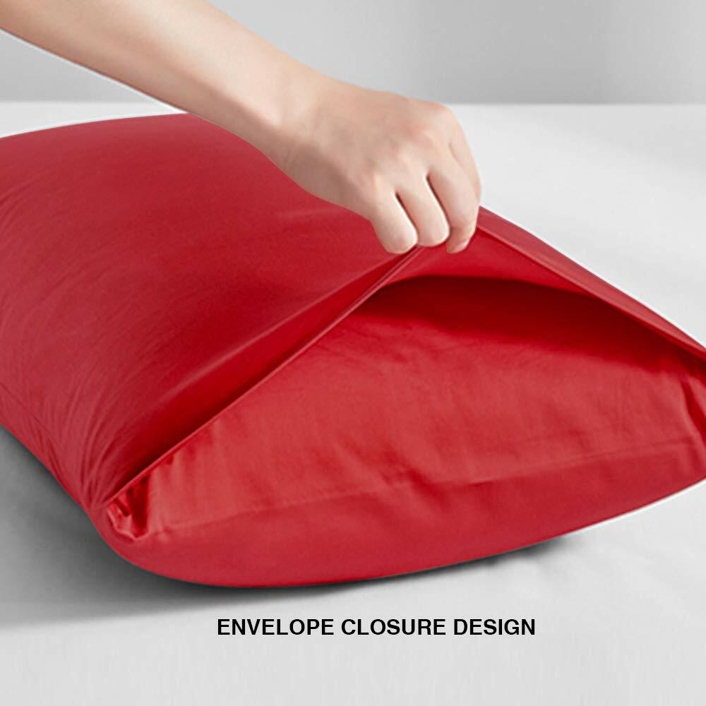 FLXXIE Microfiber Pillow Cases Queen Size Set of 2 Soft 20x30 Red