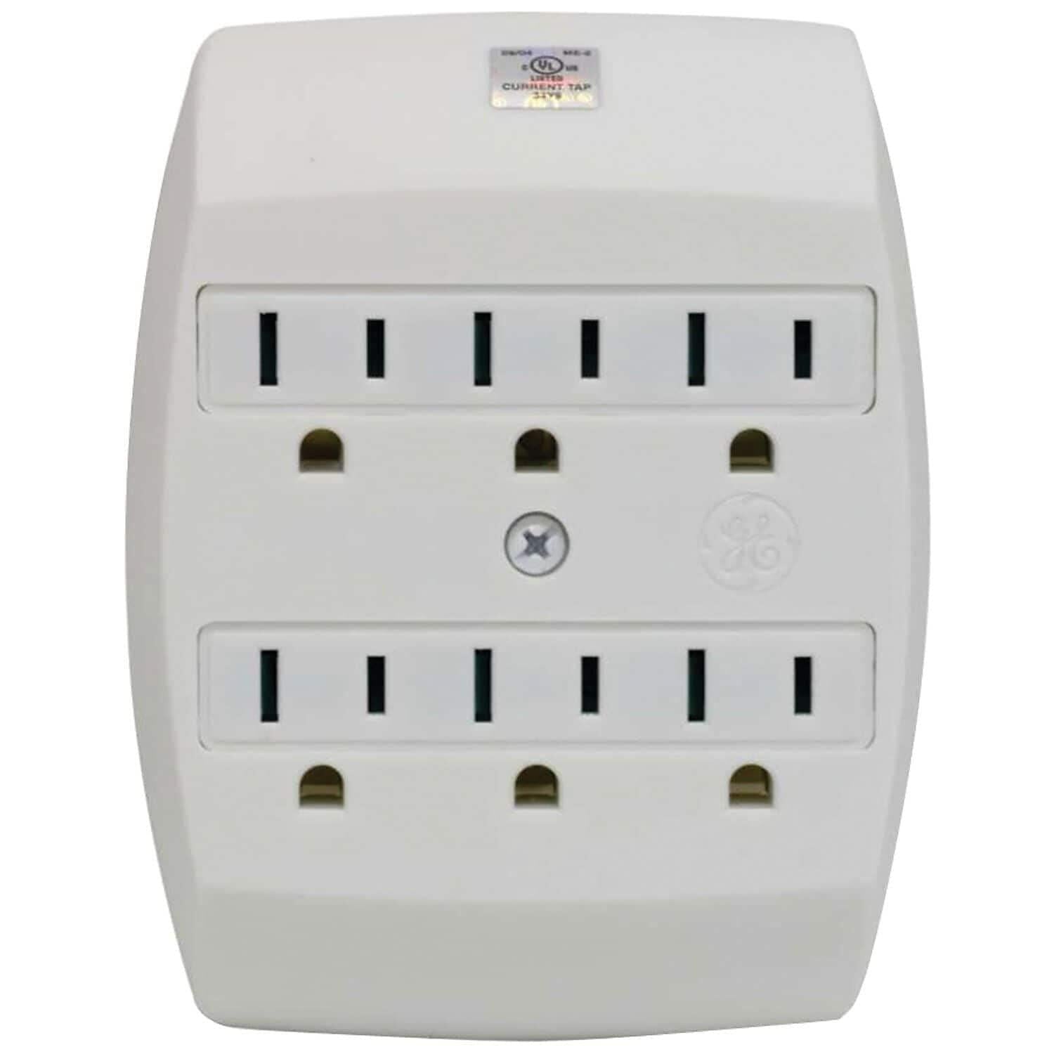 [Like New] GE 6-Outlet Extender Wall Tap Grounded Tamper-Resistant White 3-Prong MPN55200