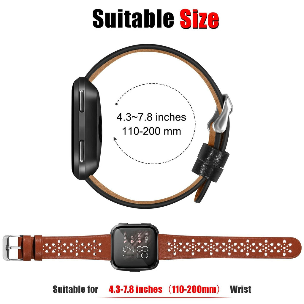Yibcaiic Leather Bands Compatible Fitbit Versa 2 Floral Soft Hollow-out Strap