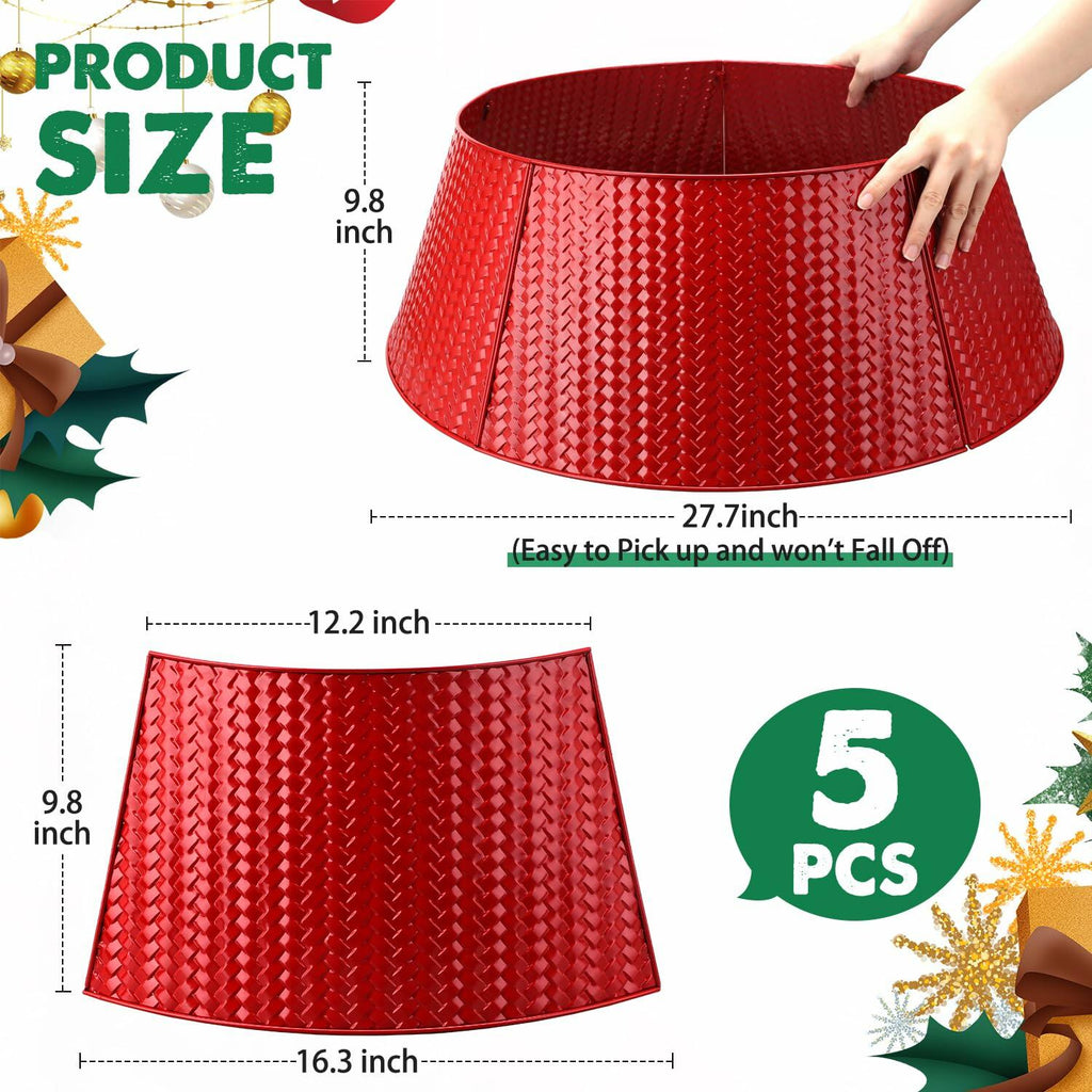 EIMMBD Metal Christmas Tree Collar Basket Skirt 28in Red