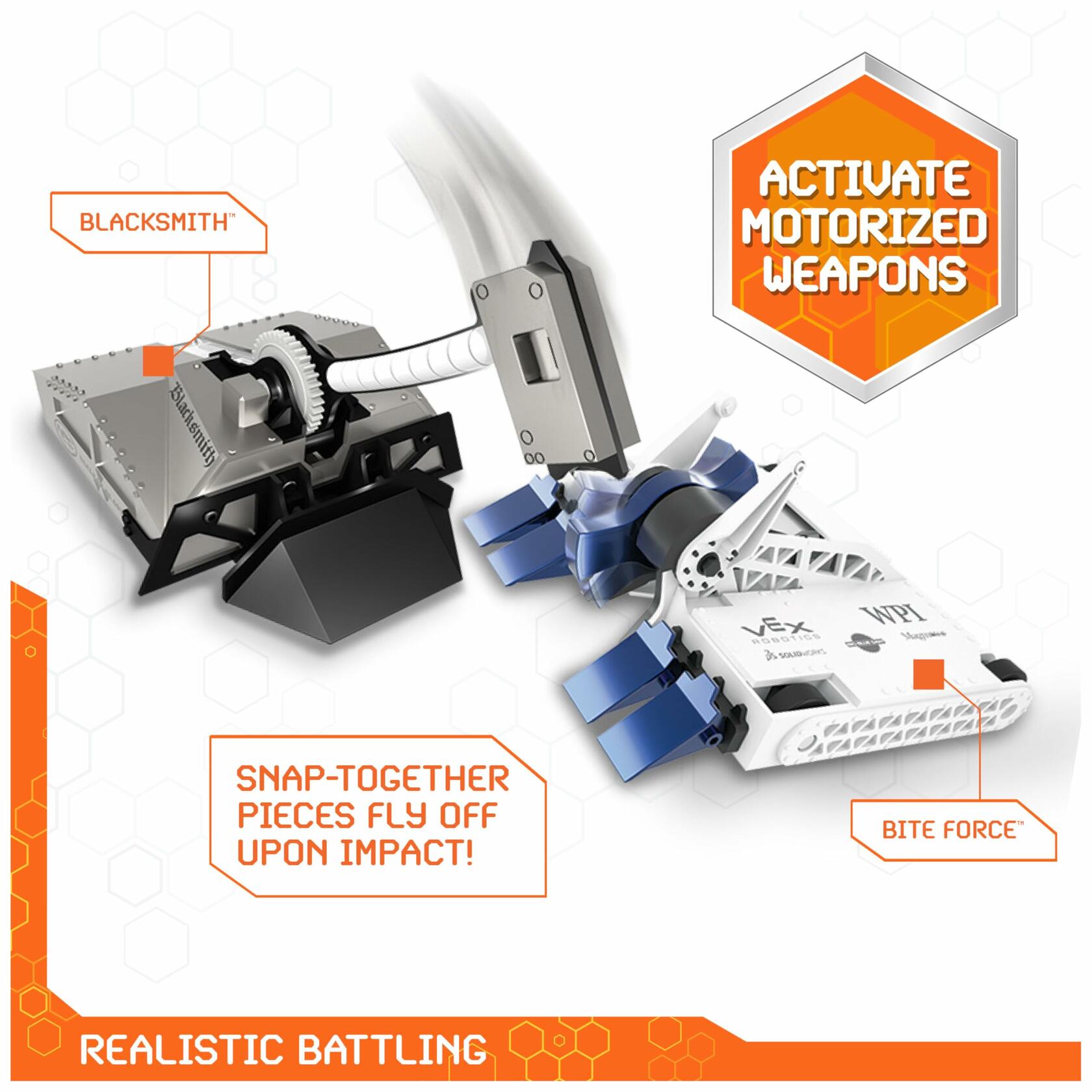 HEX BOTS BattleBots Arena Bite Force & Blacksmith Remote Control Robot Toy