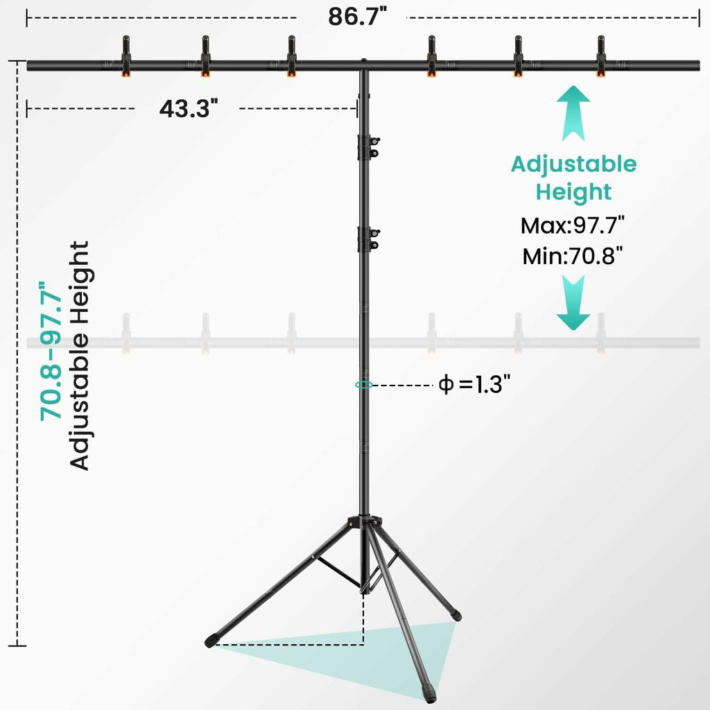 Adjustable Photo Backdrop Stand 8x5.3ft Portable Sturdy Back Drop Stand
