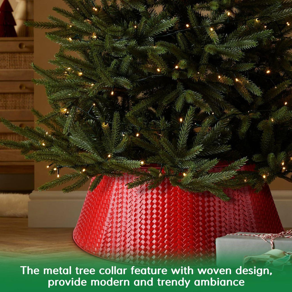 EIMMBD Metal Christmas Tree Collar Basket Skirt 28in Red