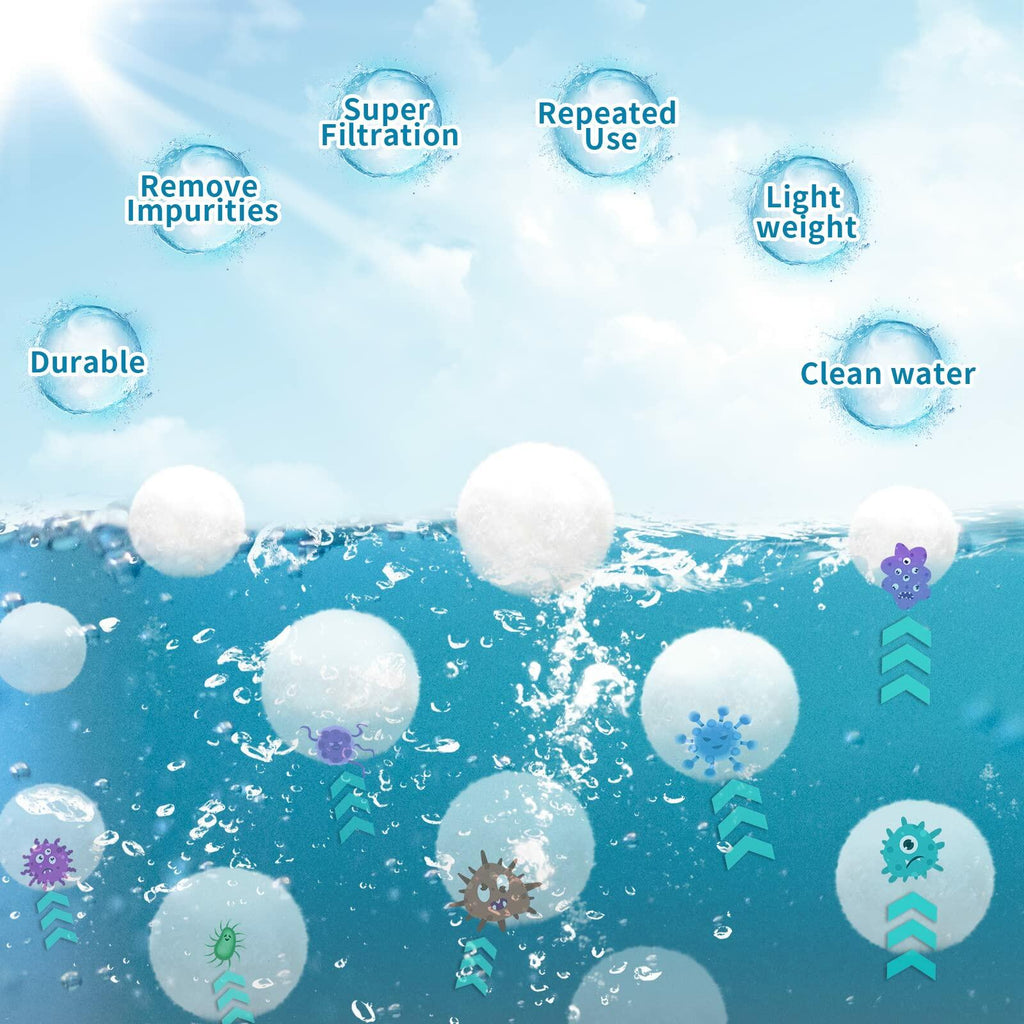 Naisidas 3.08lbs Pool Filter Balls Reusable Eco-Friendly White Sand Filter