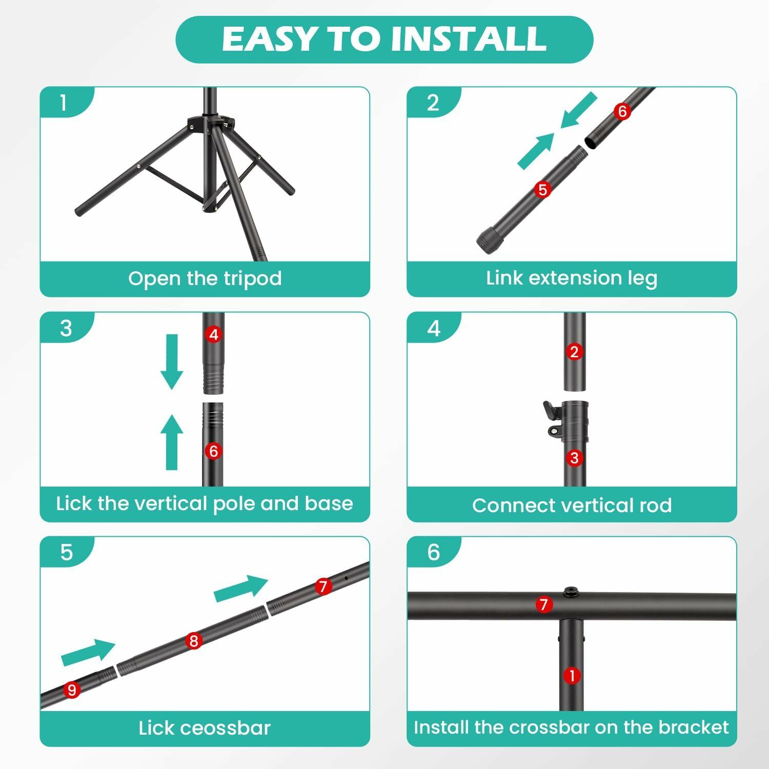 Adjustable Photo Backdrop Stand 8x5.3ft Portable Sturdy Back Drop Stand