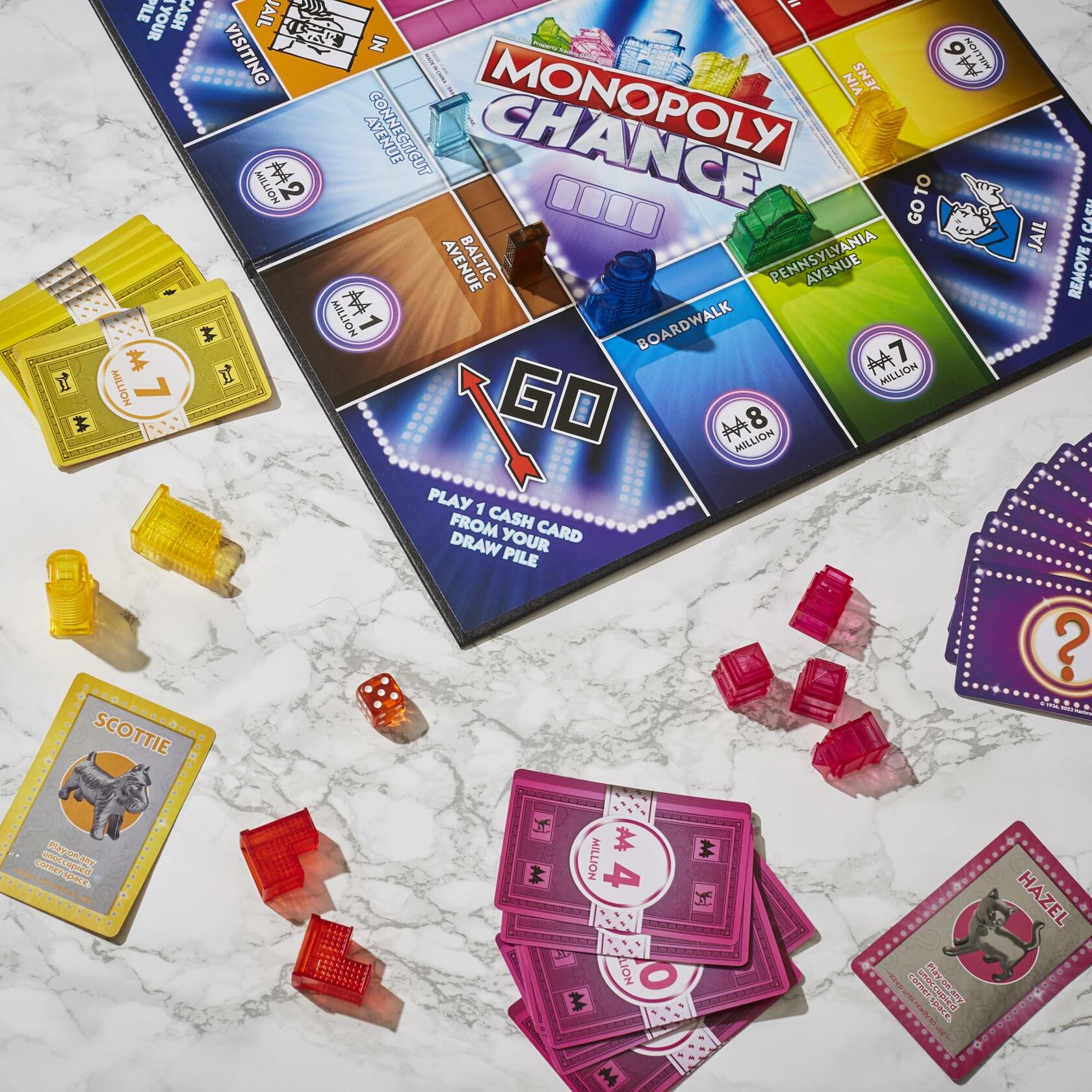 Hasbro Monopoly Chance Board Game Fast-Paced Family Party Ages 8+ 2-4 Players