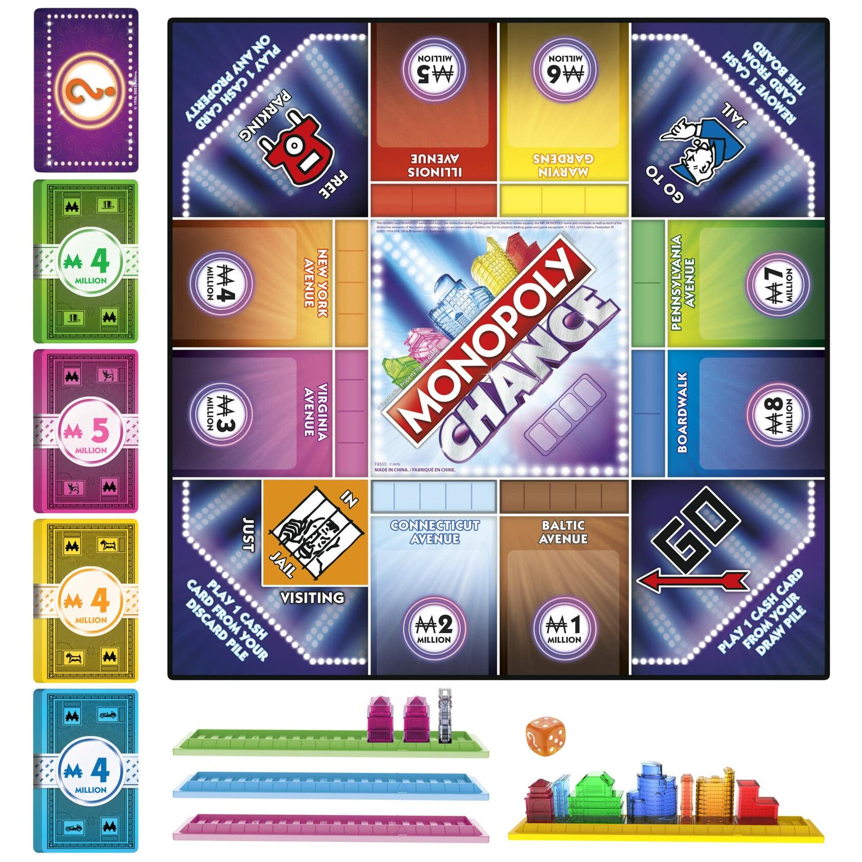 Hasbro Monopoly Chance Board Game Fast-Paced Family Party Ages 8+ 2-4 Players