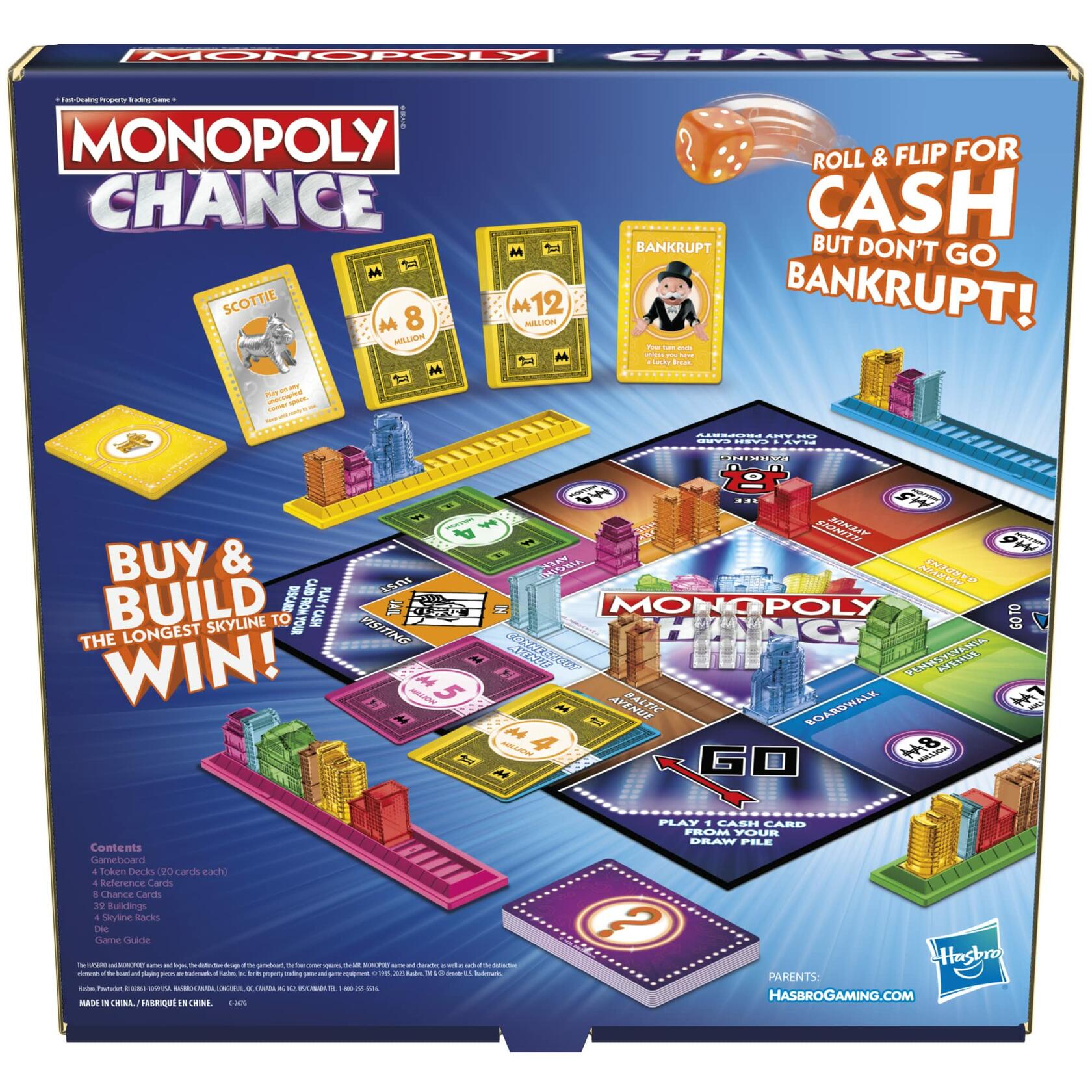 Hasbro Monopoly Chance Board Game Fast-Paced Family Party Ages 8+ 2-4 Players