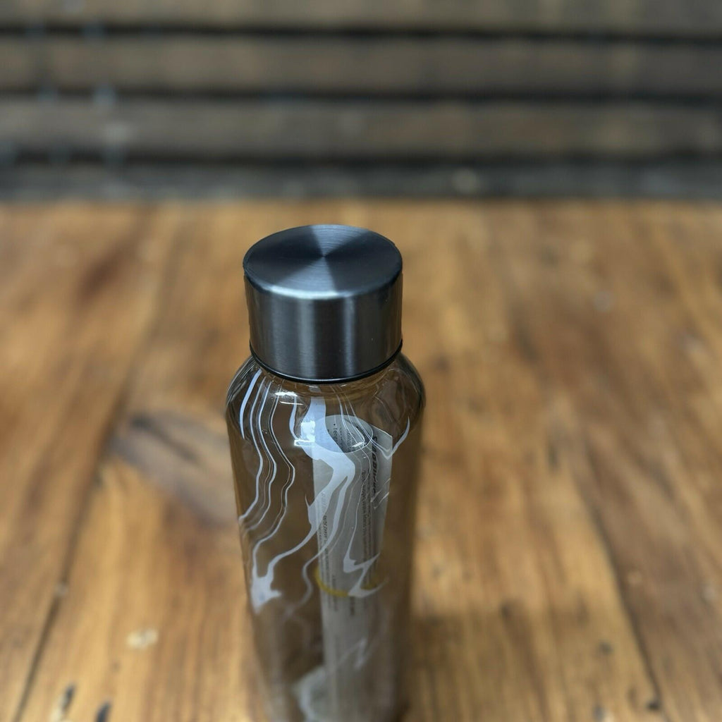 Starbucks Glass Tumbler Black Gray Waves Transparent Charcoal 16oz