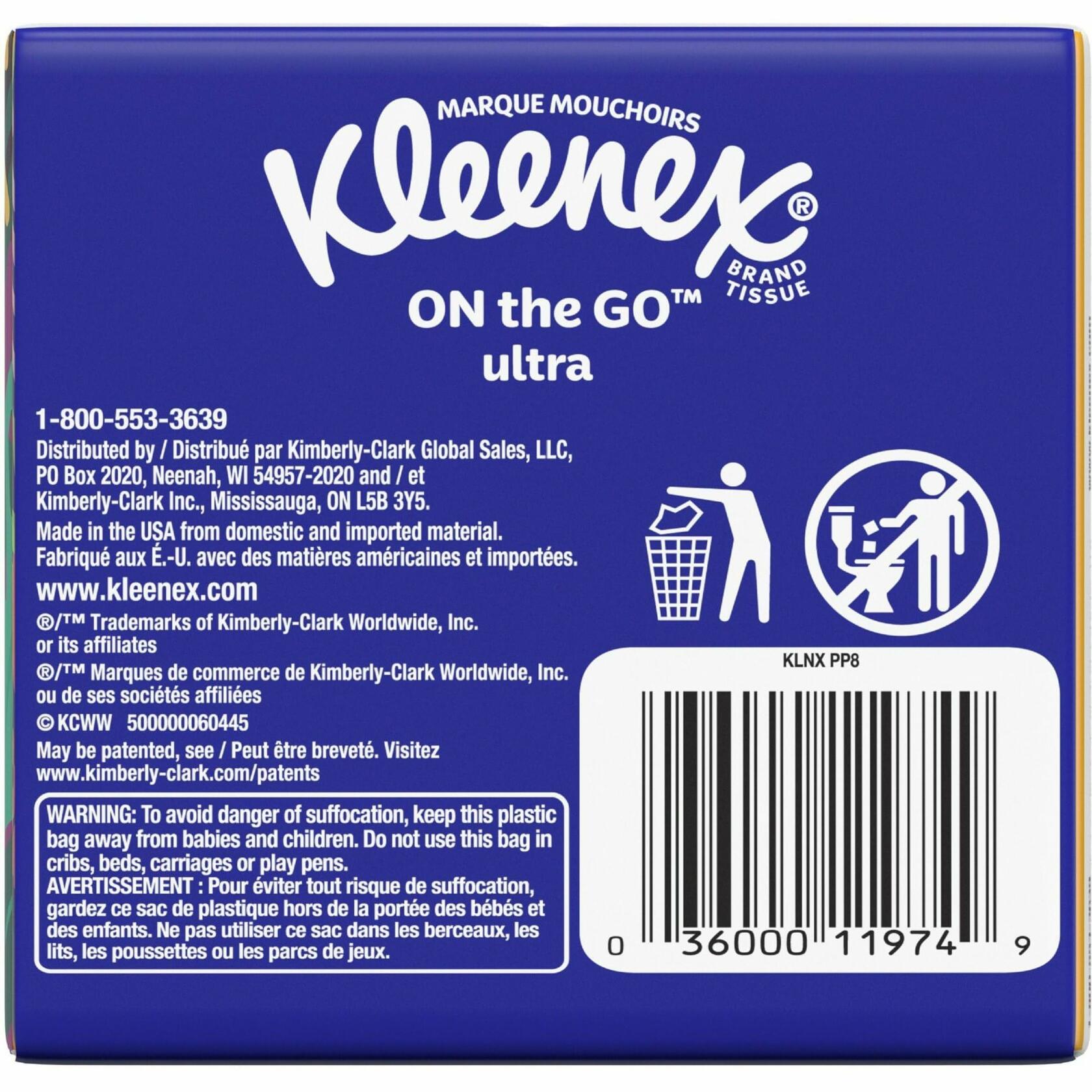 Kleenex Go Packs Facial Tissues 3 Ply White 8 Pouches Per Pack