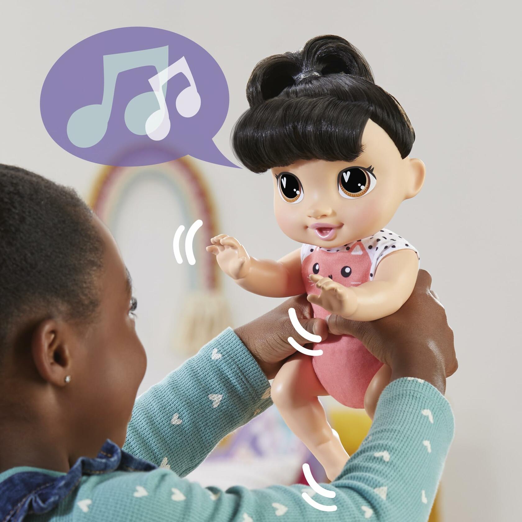 Baby Alive Crawl 'n Play Katie Kat Doll Black Hair 10.75in Electronic Toy